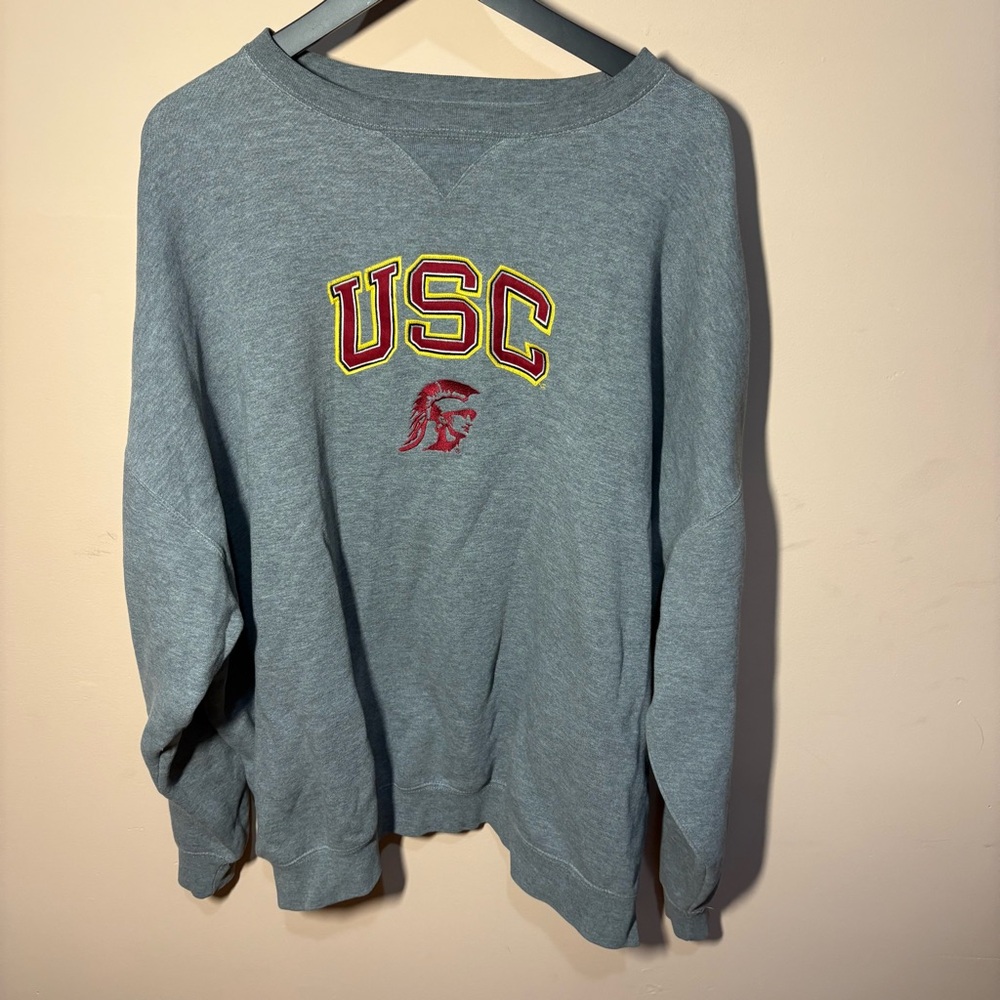 USC Trojans Gray Crewneck Sweatshirt 3XL Oversized Embroidered Logo